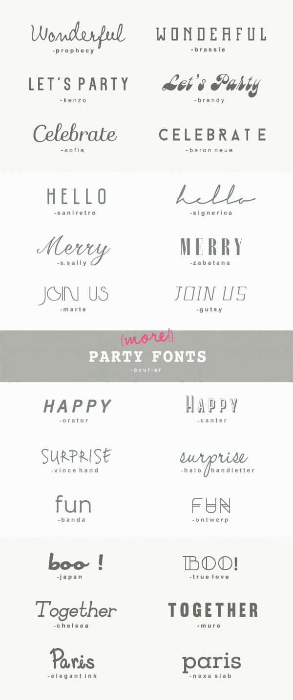 25 More Great Fonts For Parties â¢ A Subtle Revelry